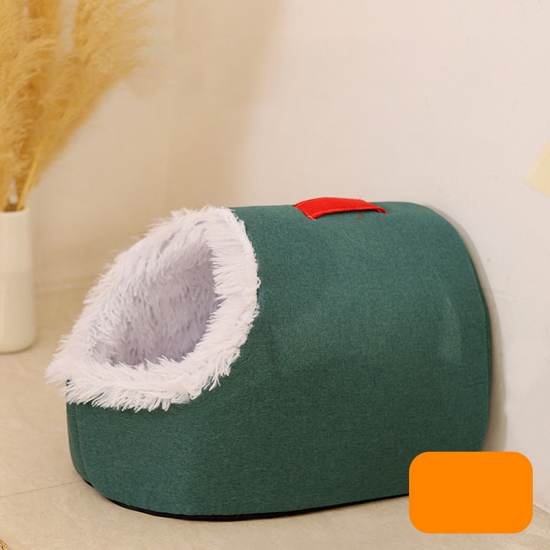 

Winter Warm Pet Cave Bed Super Warm Cat Bed Winter Pet House Handheld Thickened Cats Hhiding House Pets Supplies Little Nap Spot M зелений