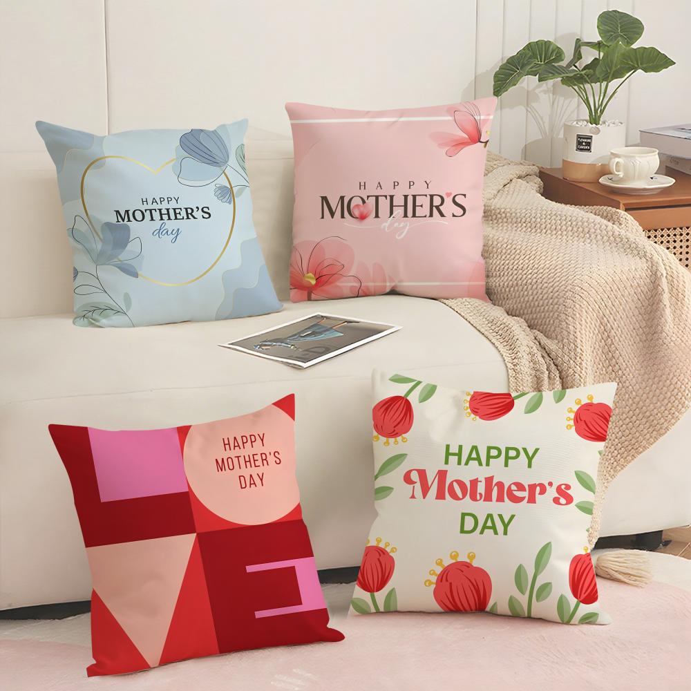 Mother'S Day Cushion Cover Soft Short Plush Pillow Cover Smooth Cozy Texture Aesthetic Cushion Case Home Decor