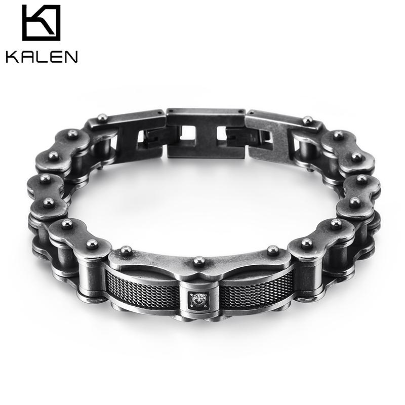 KALEN Bike Chain Bracelet Men Stainless Steel Motorcycle Punk Bracelets Male Jewelry