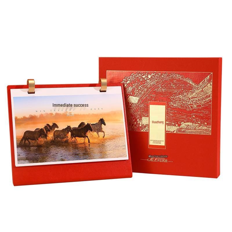 2026 Premium Leather Desk Calendar - High-End Business Gift, Boxed Office Ornament, Monthly Enterprise Planner