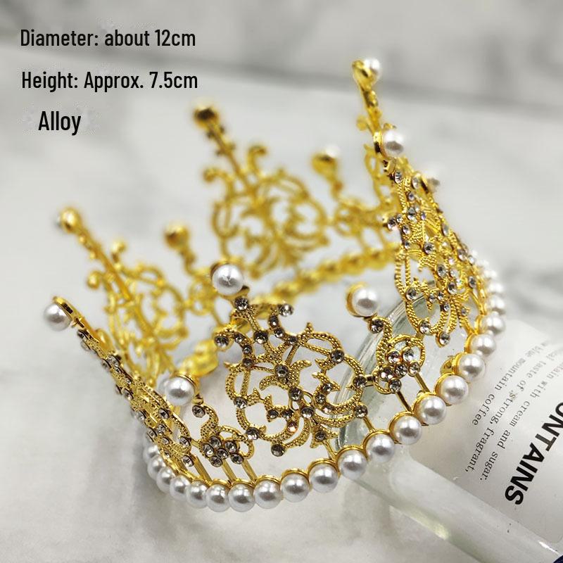 Queen Crown Cake Decoration with Lace, Pearls, and Baby's Breath for Birthdays