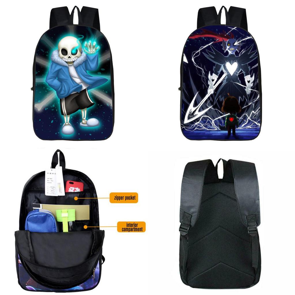 Durable 17-inch Undertale Sans Backpack For Kids With Adjustable Straps And Stylish Design