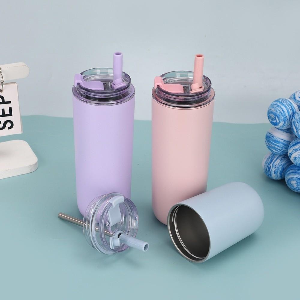 Doppelwandiger vakuumisolierter Becher mit Griff und Strohhalm Tasse Geschenk Strohhalmbecher Autohalterung