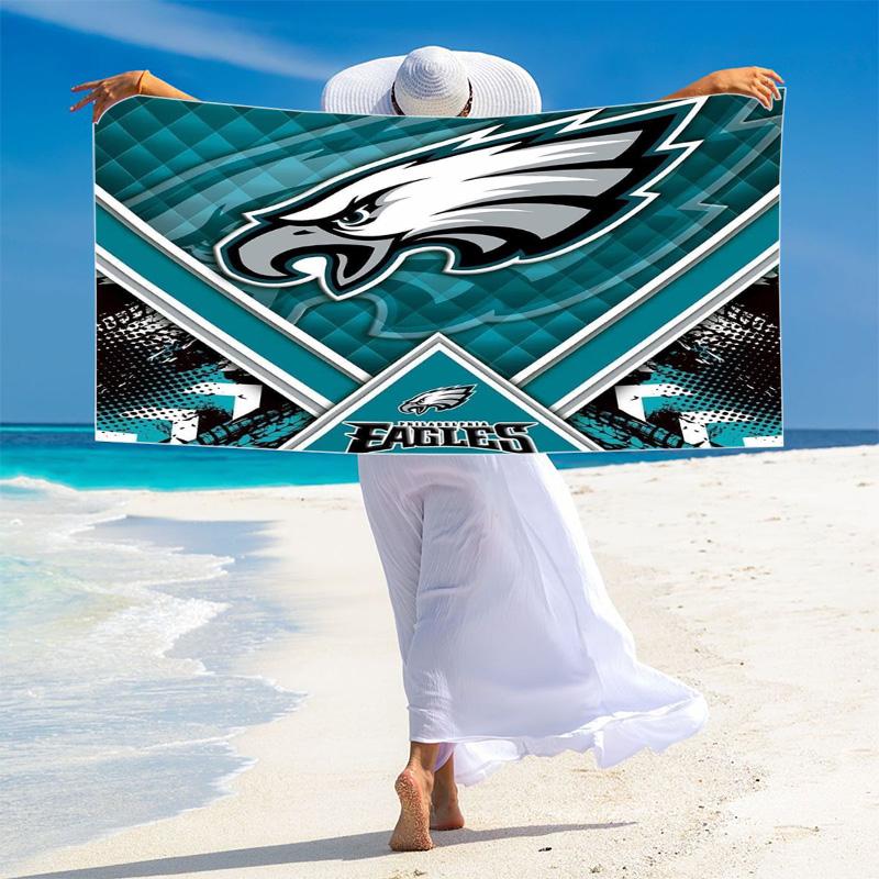 Asciugamano da Spiaggia Stampa Philadelphia Eagles, Asciugamano Grande Morbido Asciugatura Rapida per Spiaggia Campeggio Nuoto