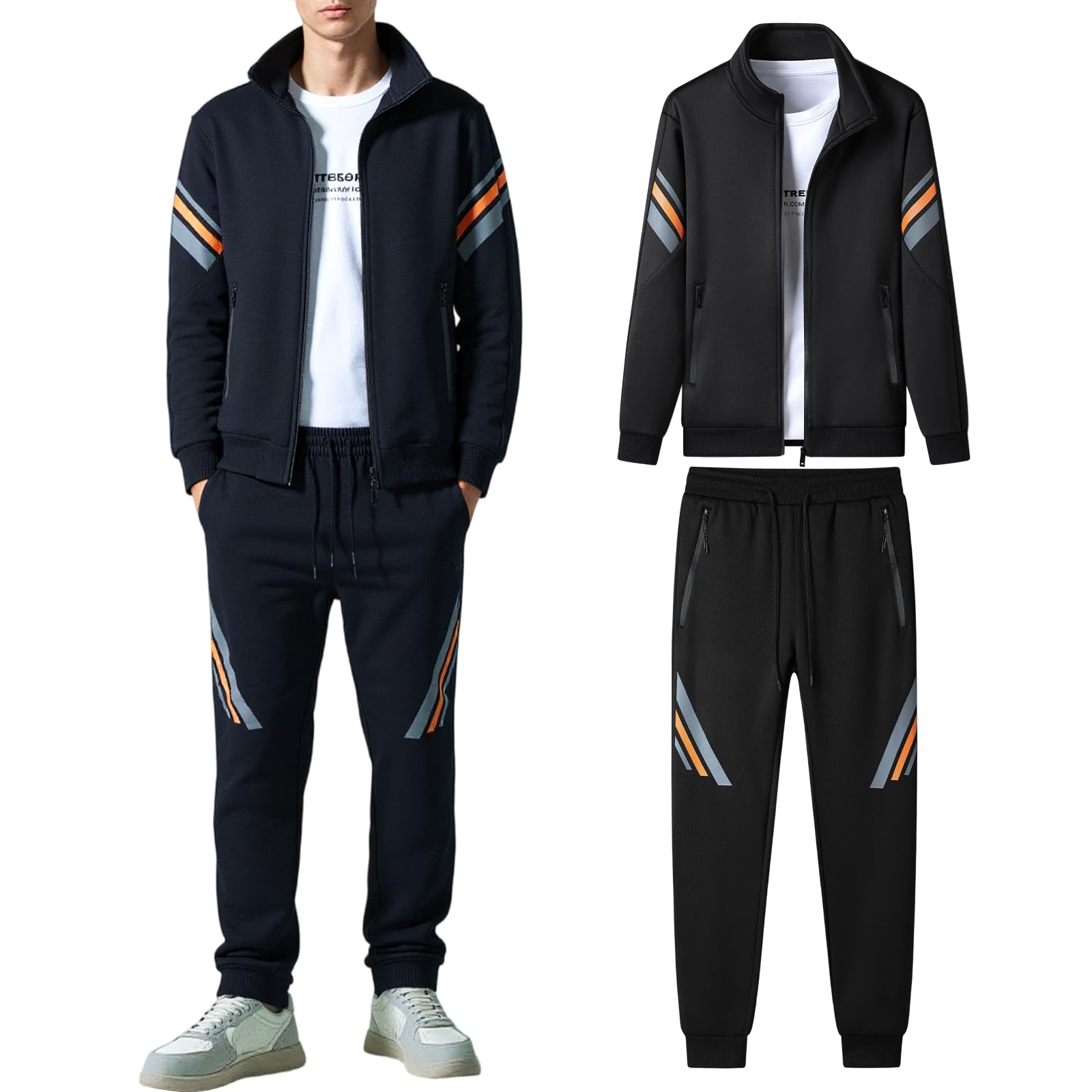 

Спортивный костюм Kayiyasu Длинный регулируемый свободный большого размера мужской комплект, с открытой передней частью, спортивная одежда, рукава, посадка, карманы, повседневный, домашняя одежда, верхняя одежда, посадка, (Л, чёрный