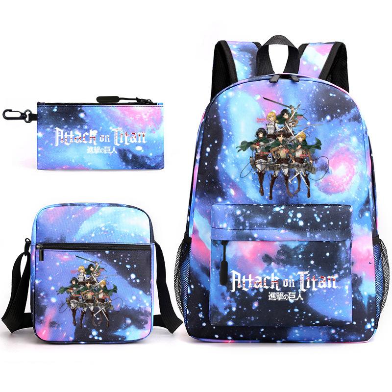 Attack on Titan Teen Anime Rucksack Attack on Titan Schultasche Dreiteiliges Set