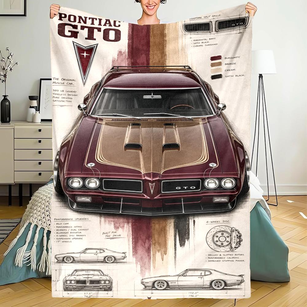 Pontiac Theme Printed Blanket - Perfect for Couch, Bed, Travel & Outdoor Use | Machine Washable, Cozy & Durable.