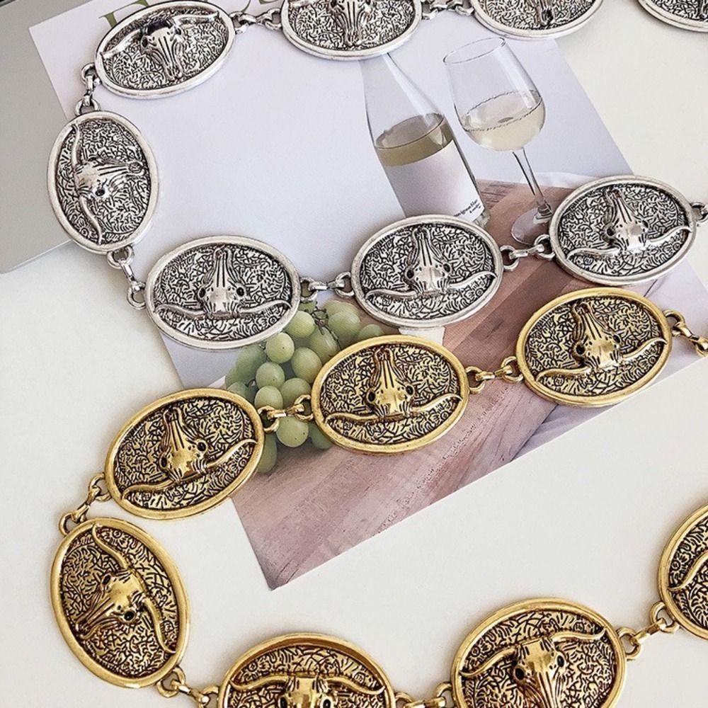 Ethnic Style Chain Belt Luxury Design Metal Chain Waistband Waist Decoration Cow Head Waist Chain
