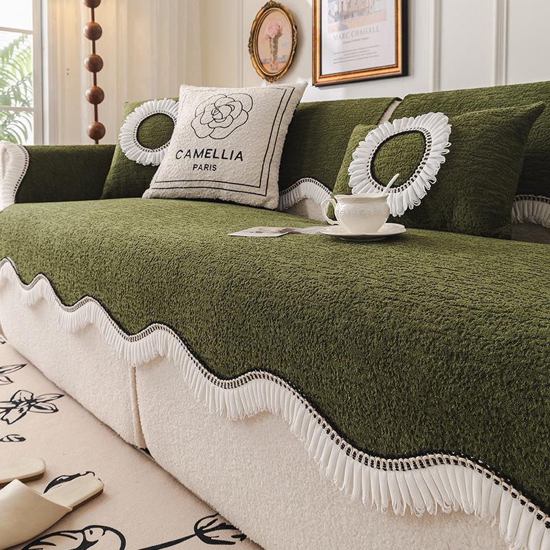 New French Retro Sofa Cushion Universal In All Seasons, Non-Slip And Anti-Cat Scratch Special-Shaped Sofa Seat Cushion, Sub-Cover Cloth Towel