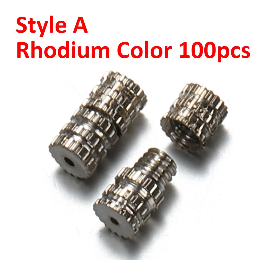 100pcs Cylinder Fasteners Buckles Closed Beading End Clasp Screw Clasps for DIY Bracelet Necklace Connectors Jewelry Making