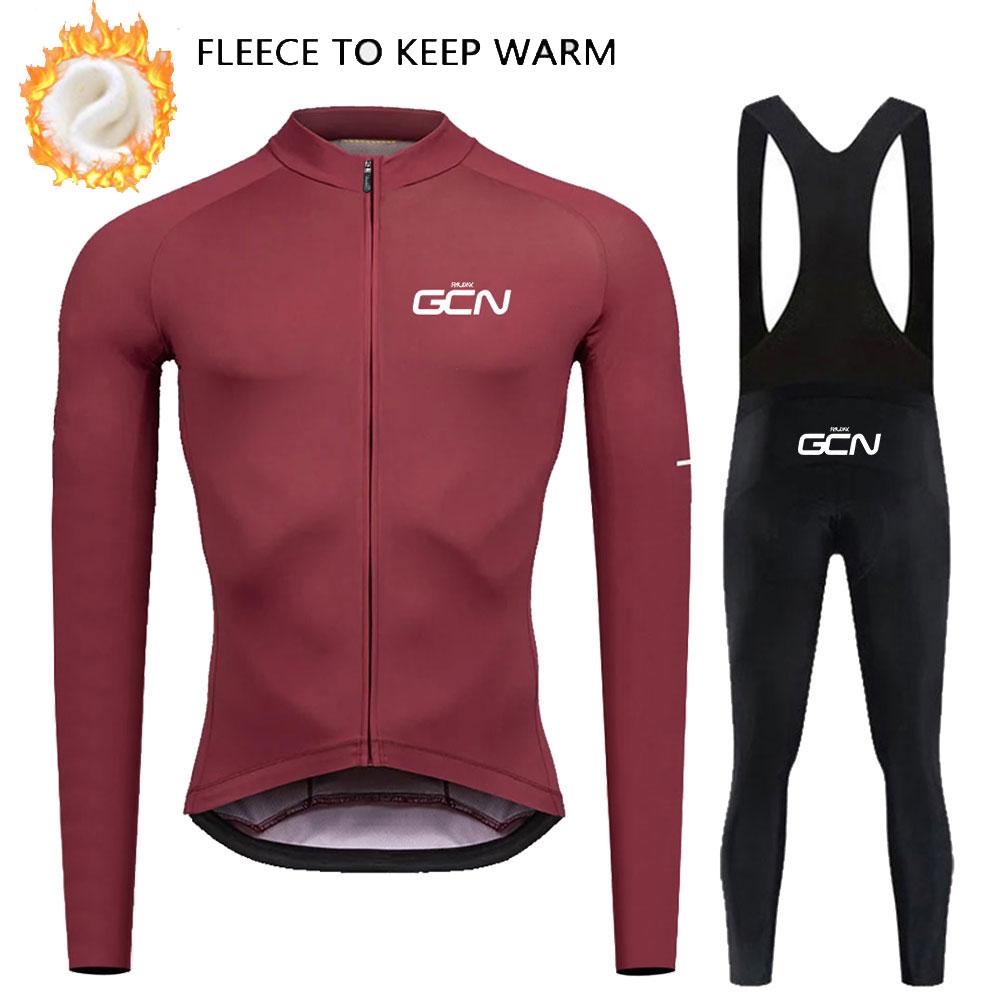 Winter Cycling Clothing 2026 Men's Long Sleeves Cycling Jersey Set Winter Thermal Fleece Road Bike Cycling Clothing