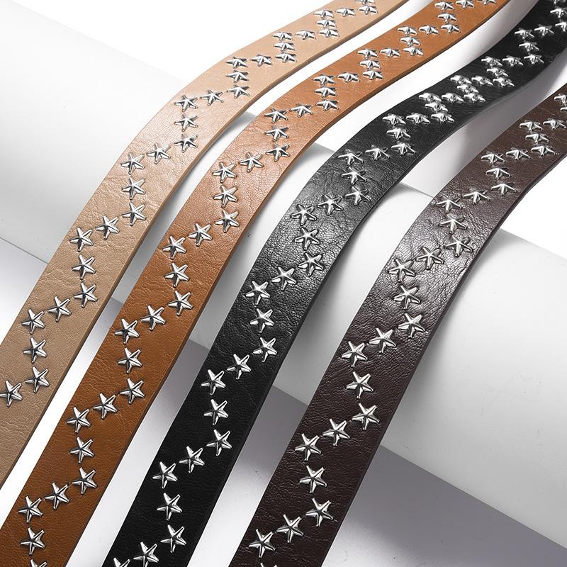 Pentagram Star Willow Nails Punk Style Wide Belt Personalized Women Jeans Universal Belt Women