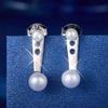 S925 Sterling Silver Dual Pearl Earrings with Gold Back-Hanging Design - Elegant and Versatile