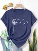 Dandelion Birds Women's Tee - Delicate Graphic, Casual Teal Top