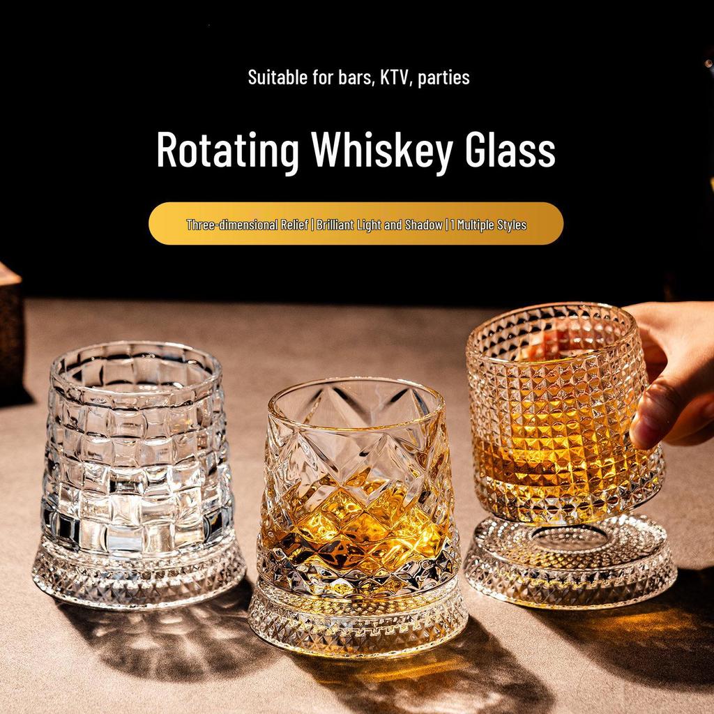 Premium Rotating Crystal Glass Tumbler: Decompression Spin Cup for Wine, Whiskey, or Beer