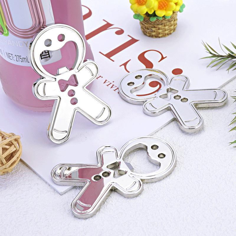 Creative cartoon cute bottle opener gingerbread man shape metal wine opener small gift