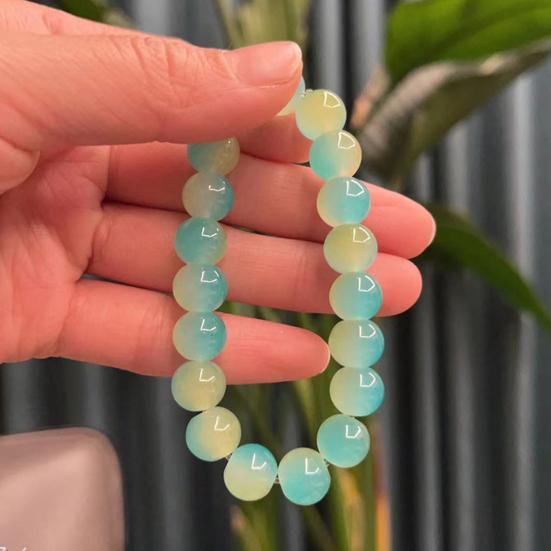 Beads Bracelet Contrast Color Elastic Rope Handmade Polishing Faux Crystal Beaded Bracelet Jewelry Accessories