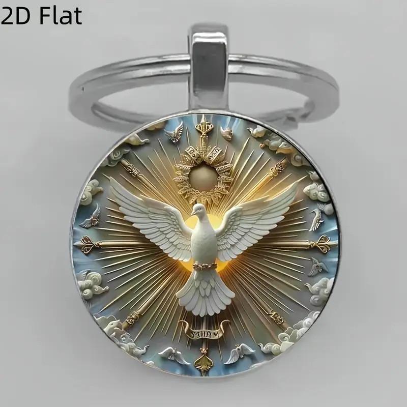 Illuminated Dove Pendant Keychain With European Style Zinc Alloy Accessory For Keys