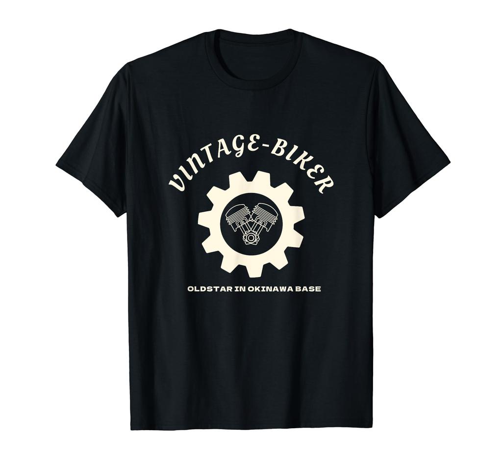 Okinawa VINTAGE BIKER Red Black Olive Charcoal Logo Print T-shirt