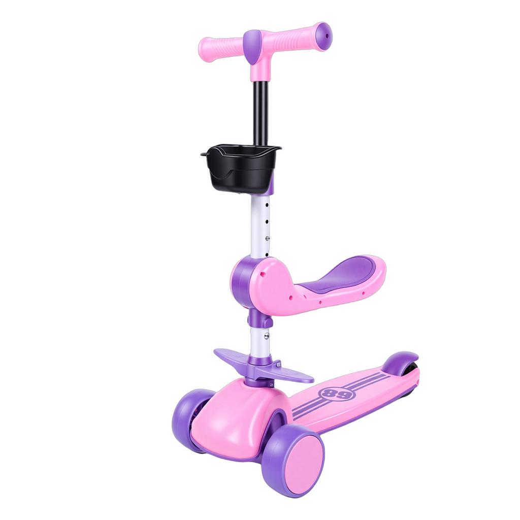 3 Wheel LED Light Up Scooter with 3 Wheels   Handlebar and Removable Seat Folding Scooter for Outdoor Activities