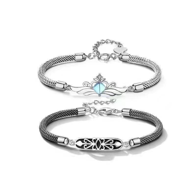 Korean Style Princess & Knight Woven Bracelets: Personalized Couple Jewelry Gift