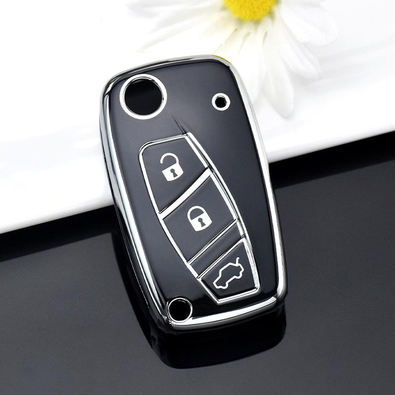 3 tlačítka TPU Shell Fob pro FIAT Panda Stilo Punto Doblo Grande Bravo 500 Ducato Minibus Auto Flip Key Case Kryt Příslušenství