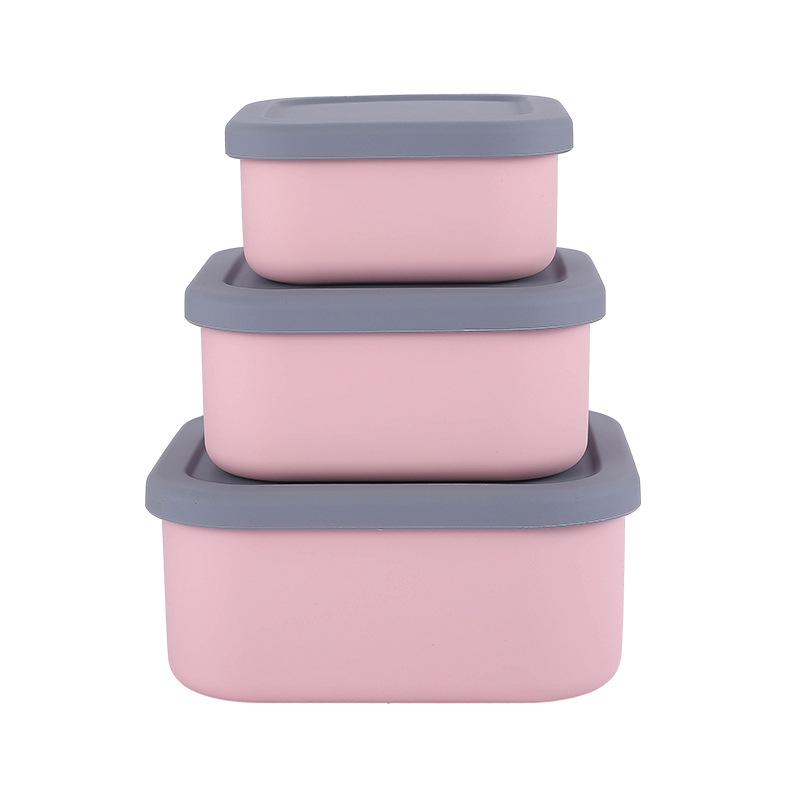 Silicone Food-Grade Square Bento Box Set with Lid for Fresh-Keeping, Microwave, and Picnic Use