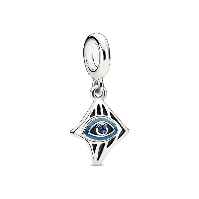 New Copper Blue Eyes Pyramid Pendant Bead Fit Original Charms Bracelet Bangle Trinket Jewerly Accessories