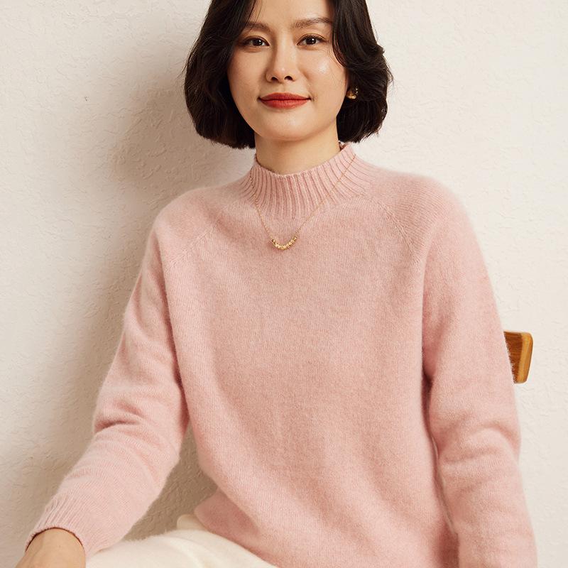 

Кашемировый свитер с высоким воротником: Однотонный, Свободный крой, Длинный рукав, Идеально для осени и зимы Extra Large