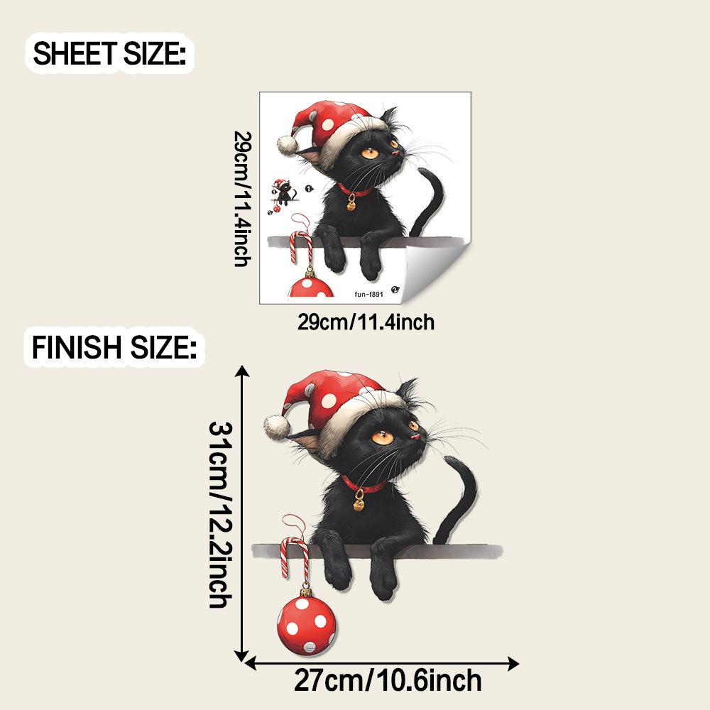 

Креативная Рождественская Атмосфера Наклейки для Украшения Входа в Гостиную с Маленьким Черным Котом