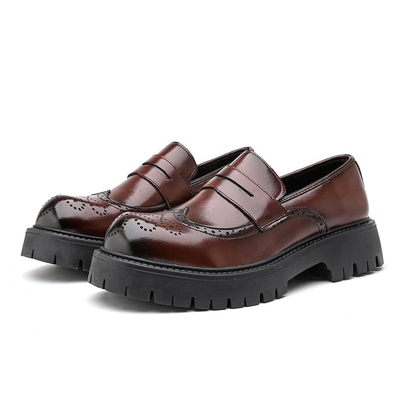 Men's Loafers 46 Large Size New Block Leather Shoes Fashion Men's Foot Casual Leather Shoes Business Shoes