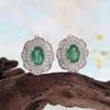 Elegant 925 Sterling Silver Earrings May Birthstone Natural Oval 5*7mm zambia emerald Fine Jewelry for women's party gifts