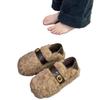 Lambswool Women's Fuzzy Winter Shoes 2025 - Fleece-lined, Thick Sole, Buckle, Warm Maternity Cotton Bean Shoes