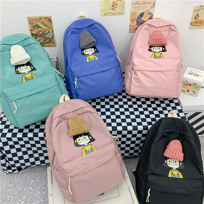 2025 Summer New Hat Girl Cute Cartoon Backpack, Middle School and University School Bag, One Piece of Hair