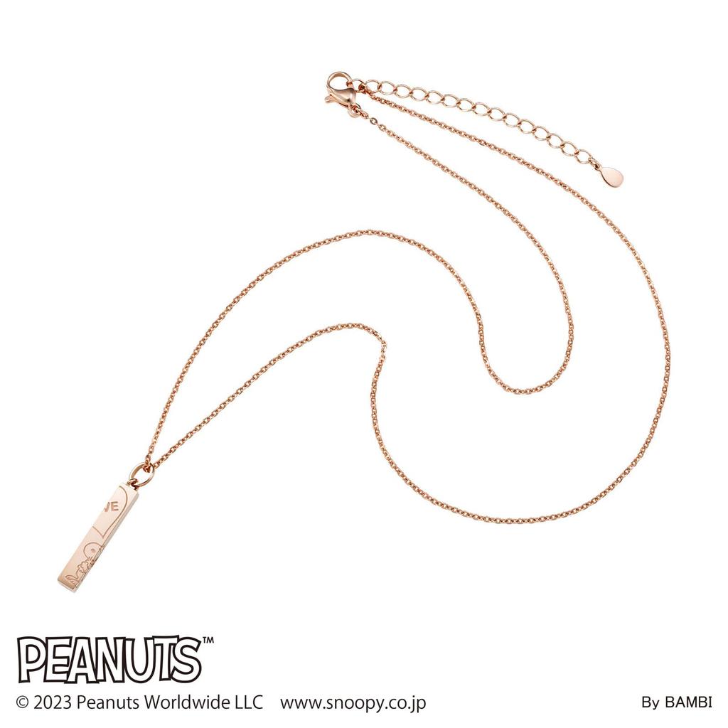 Snoopy PEANUTS Halskette aus chirurgischem Edelstahl, rosa, PNST002GO [Weißklee]