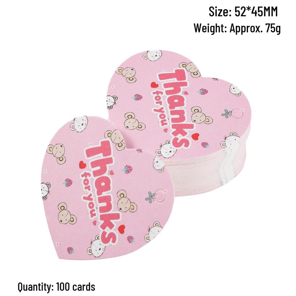 Heart-Shaped Cowhide Paper Blank Tag - Valentine's Day Red Label