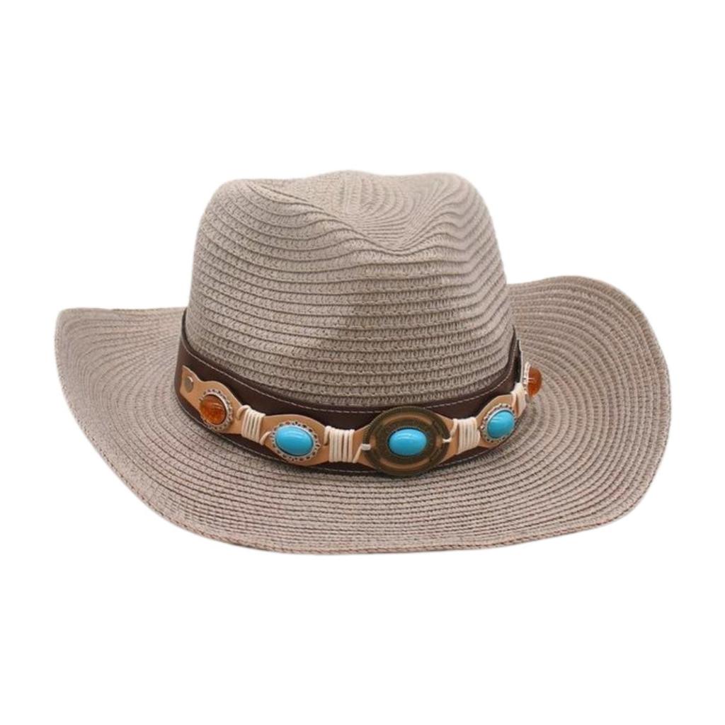 Beach Seaside Travel Straw Hat High Sense Ethnic Style Woven Straw Hat Western Cowboy Hat
