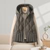 Down cotton vest women's autumn and winter new thickened warm hooded fashion design sense European popular vest
