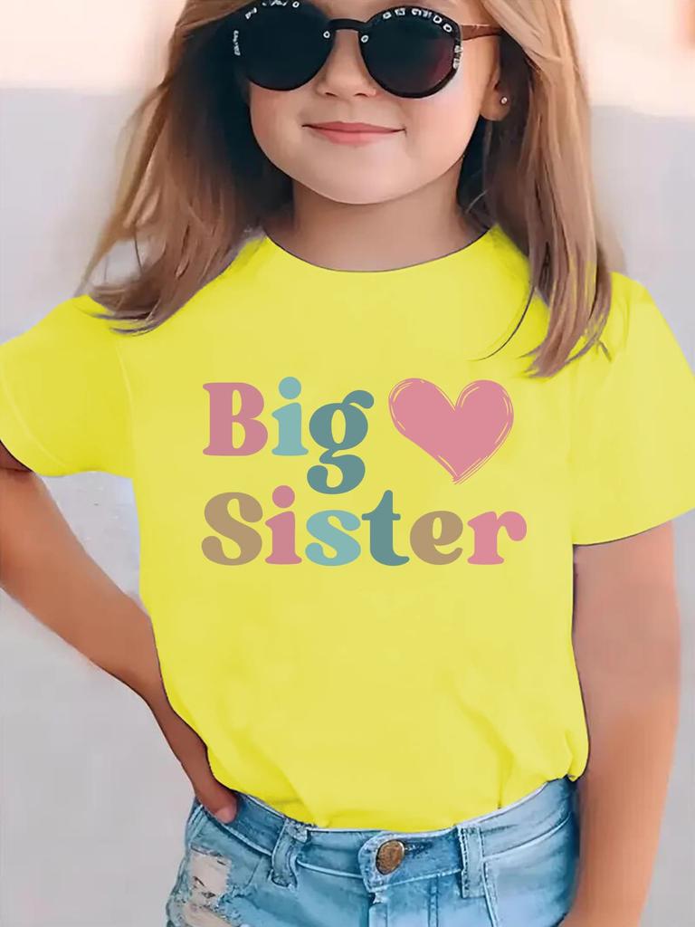 Summer fashion girls short-sleeved T-shirt with love cartoon pattern printed casual versatile top