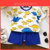 Kids Cartoon Pattern Cotton Short Sleeve Pajama Set For Summer Comfort Playtime