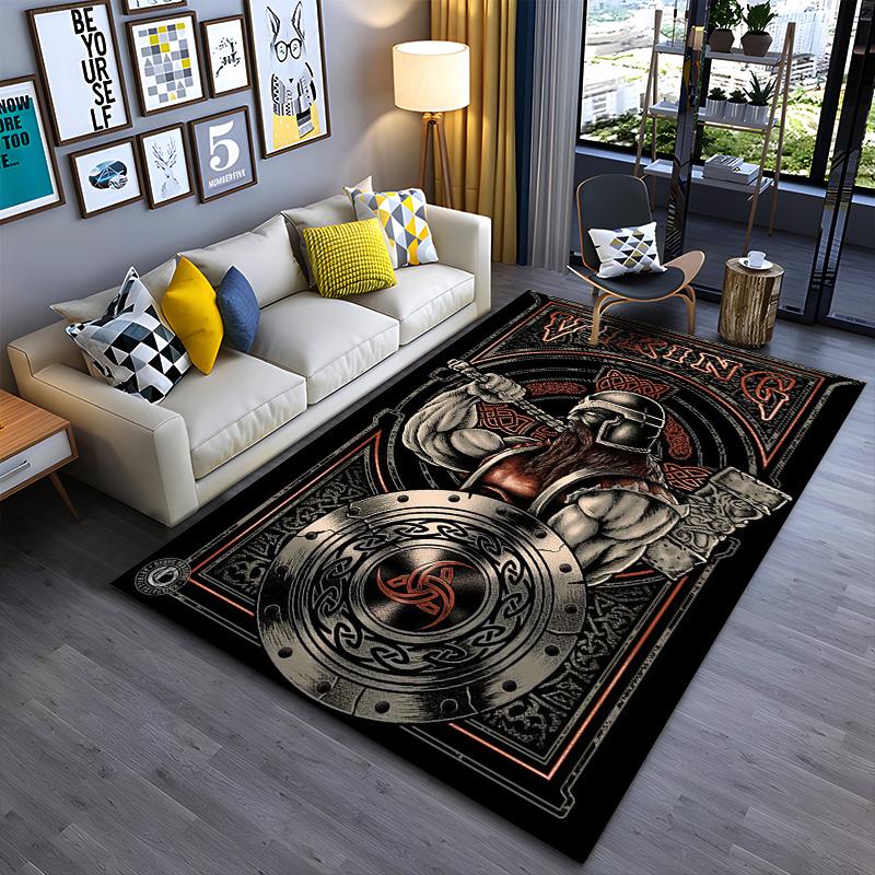 

Viking Warrior Design Rug with Shield and Hammer Suitable for use as an anti-slip game mat for living room and bedroom sofas 40x60cm( 15x23in )