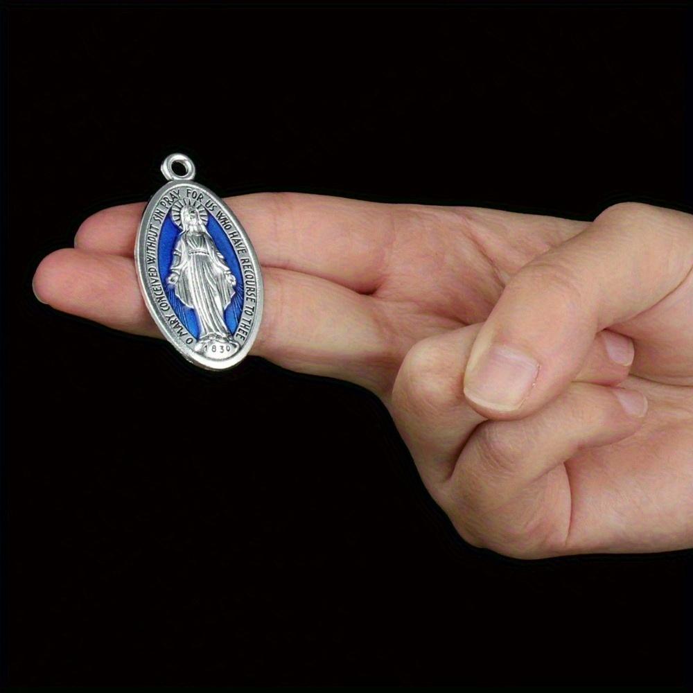 20 buc/lot Fecioara Harurilor Medalia Miraculoasă Pandantive Farmece Colier Rozariu Bijuterii Religioase Catolice Smalț Albastru