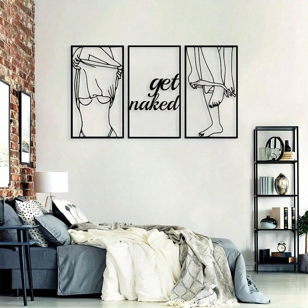 

Минималистичное настенное искусство из металла Get Naked 3 в 1 — современный декор для спальни, гостиной или ванной комнаты. TY7271 разноцветный