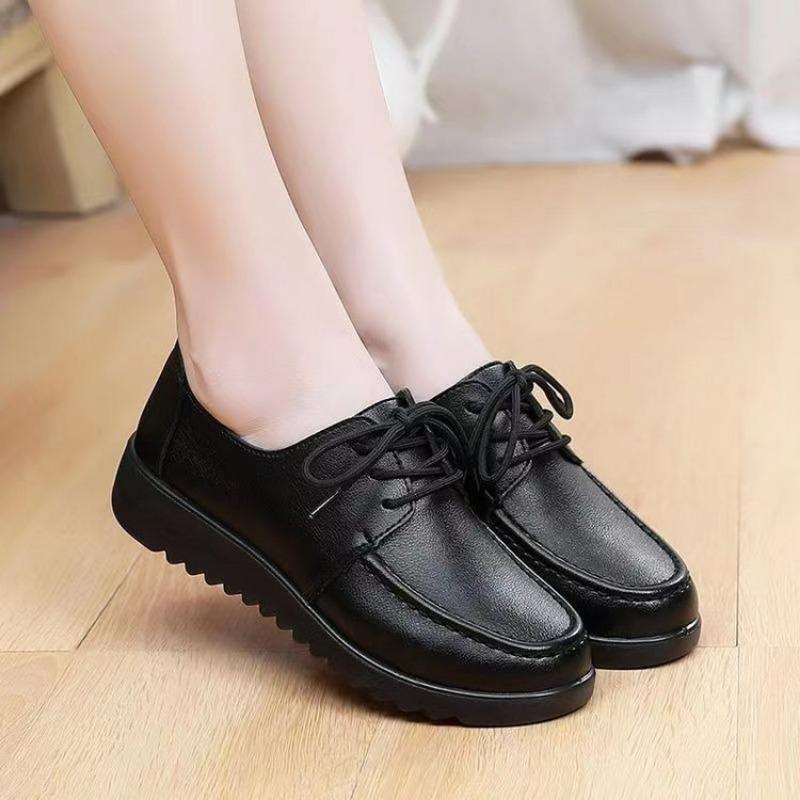 Fashion Shoes for Women Spring Autumn Soft Soled Loafers Black Leather Non-slip Casual Platform Comfortable Work Shoes Flat Sneakes