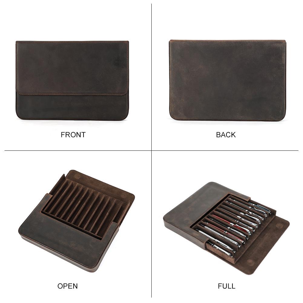 Genuine Leather Handmade Pen Case High Quality Retro 2/3/6/12 Slots Unisex Pen Pouch Office School Supplies Stationery Box