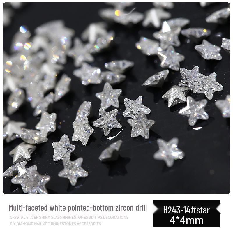 Multifaceted White Zircon Nail Ornaments - Super Shiny Marquise & Square Irregular Decorations