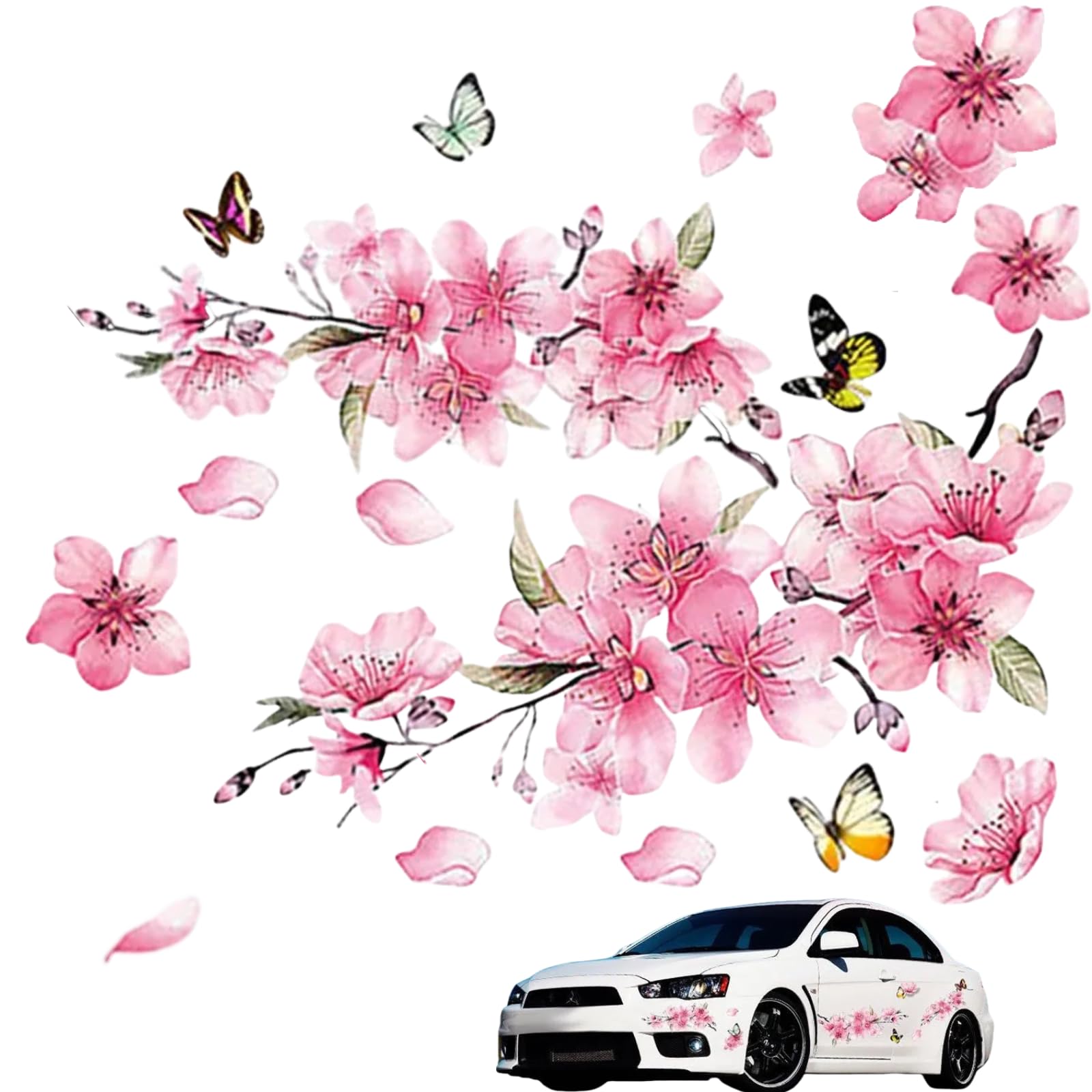 

EXCEREY Романтичная наклейка на автомобиль с изображением цветущей вишни Персонализированная креативная наклейка на автомобиль Мультяшная наклейка на автомобиль Водонепроницаемая наклейка на автомобиль Наклейка с защитой от царапин Наклейка на окно розовы