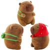Peluche Capibara da 20 cm Peluche Animali Ripieni Capibara con Cappello alla Fragola Zaino Tartaruga Bambola Morbida Kapibala Regalo di Natale