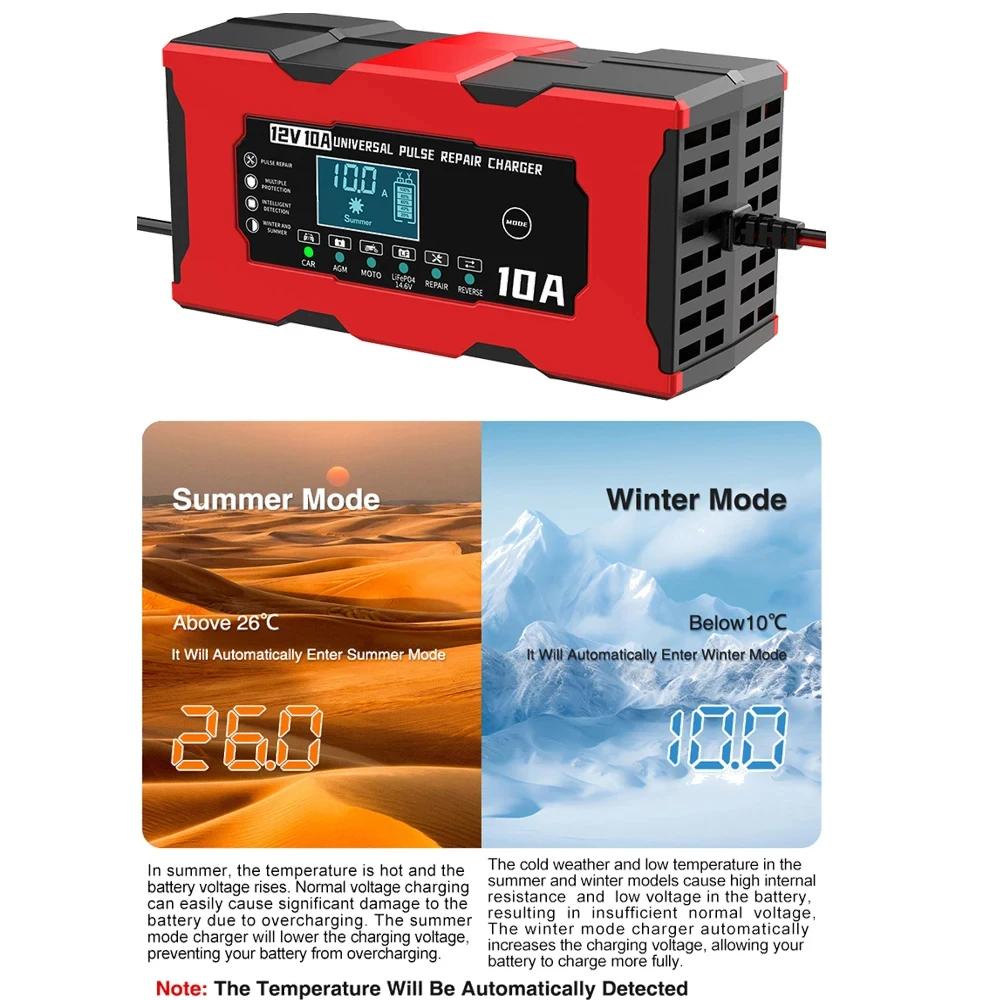 Autobatterieladegerät 12V 10A/7A Intelligentes Schnellladen Pulserhaltungsreparatur Lifepo4 Blei-Säure AGM GEL PB Lithiumbatterie Säureladegerät
