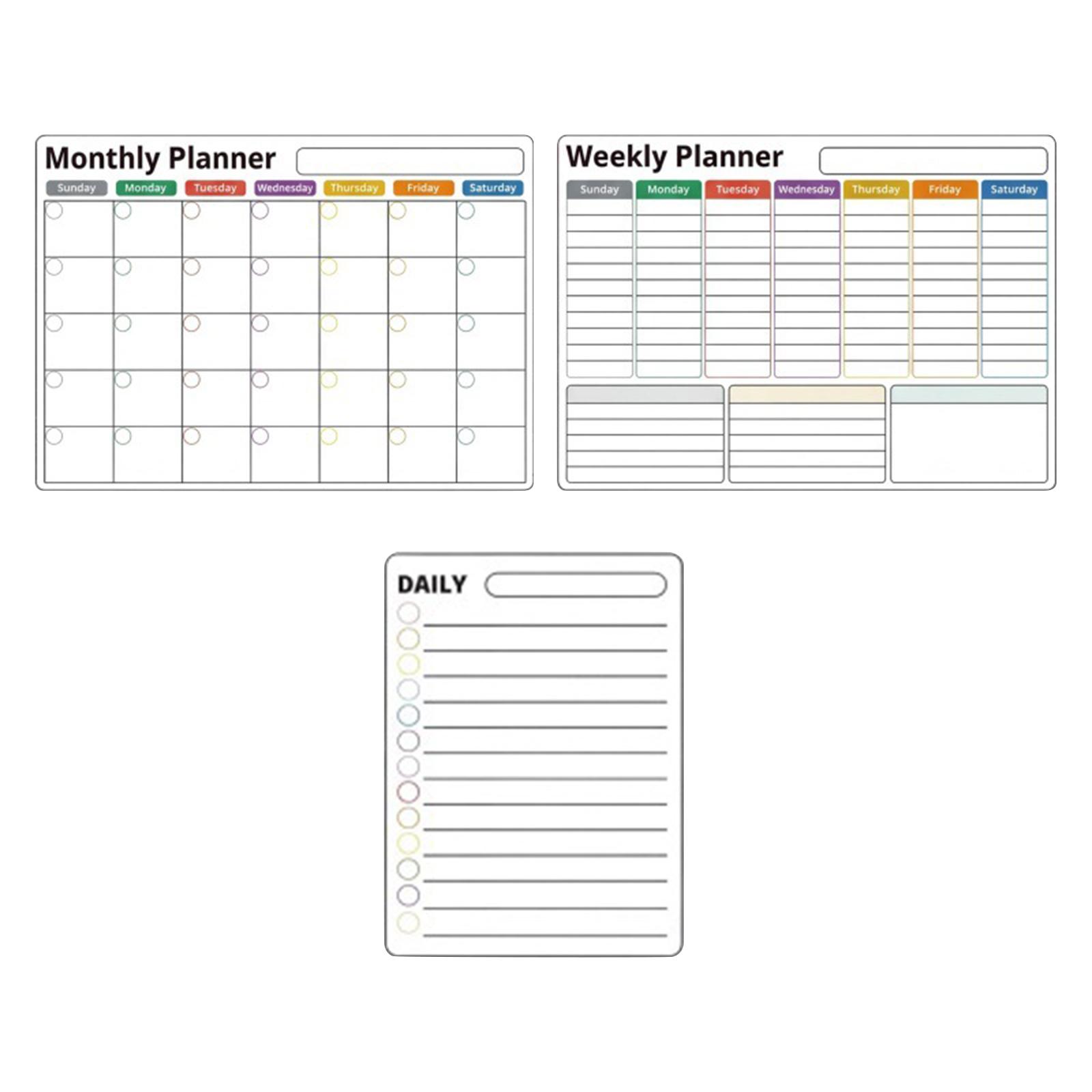 Reusable Magnetic Calendar Planner Home Refrigerator Whiteboard Magnet Set Monthly Weekl  And Daily Schedule Organizer Kit One Size